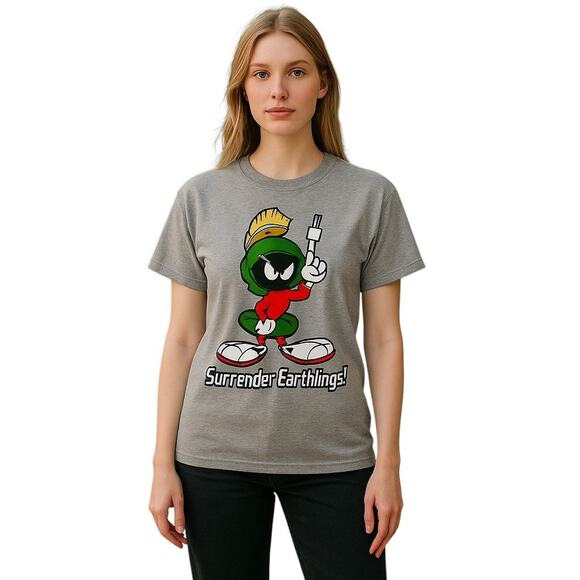 Marvin The Martian T-Shirt USA Gray Warner Bros 1999 / 90s Loony Tunes Vintage S - Picture 2 of 6